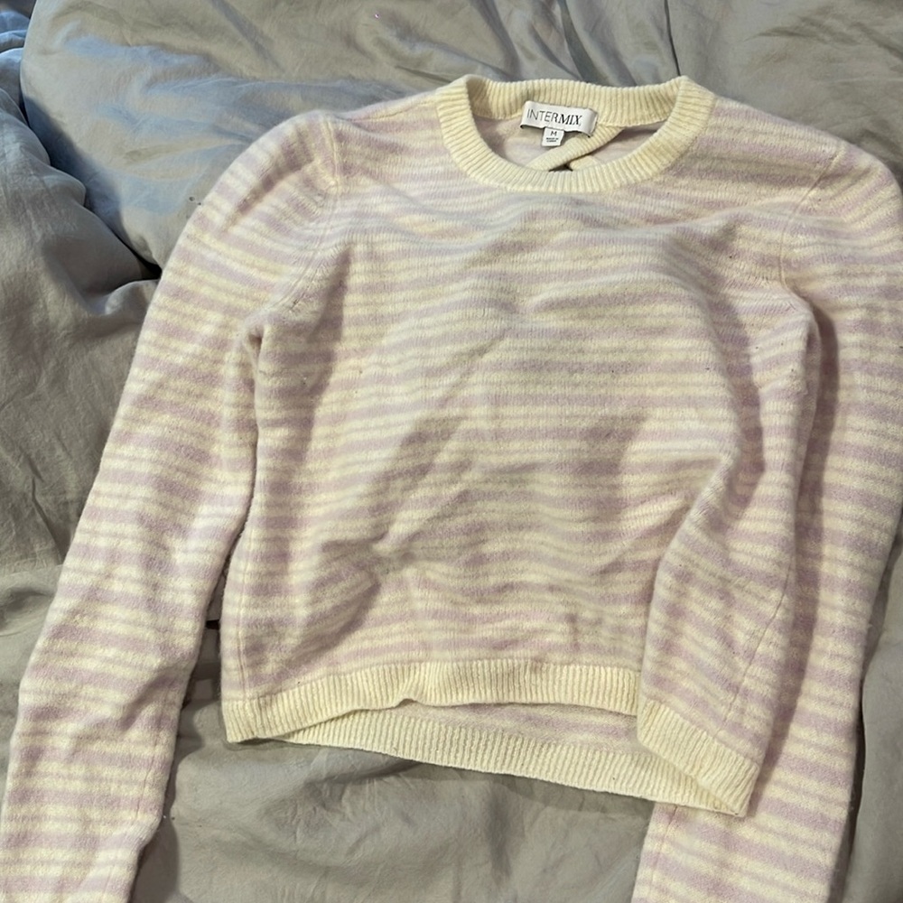 Potholes tripped light sweater with cut out back